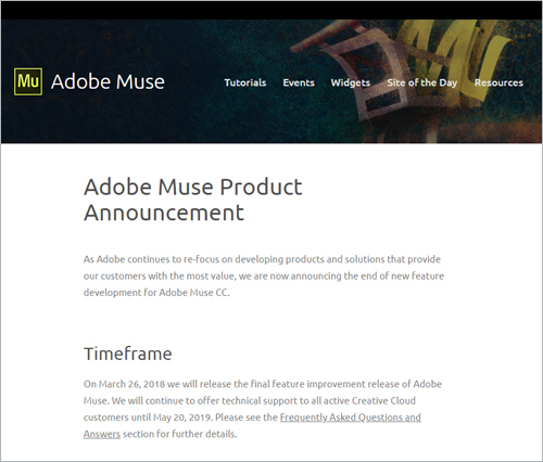 「Adobe MUSE」画面キャプチャ