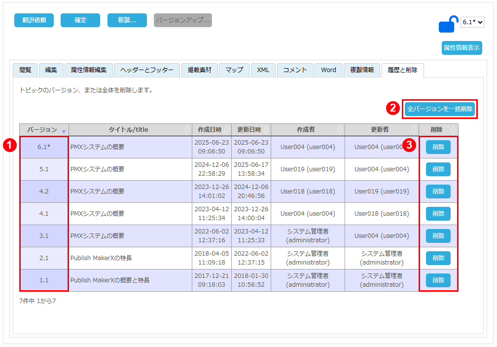 「PMX」のバージョン一覧のキャプチャ画像